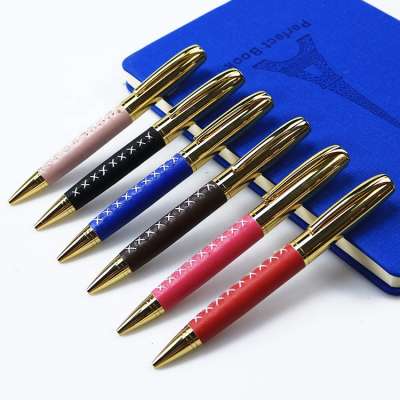 Fashionable luxury lady special pen twist exclusive laser logo twist metal ballpoint pen