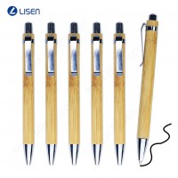 Luxury gel pen stylus custom logo with metal clip wood bamboo ball pen