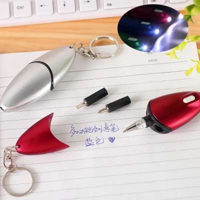 Creative mini repair tool pen screwdriver LED light ballpoint pen with Keychain