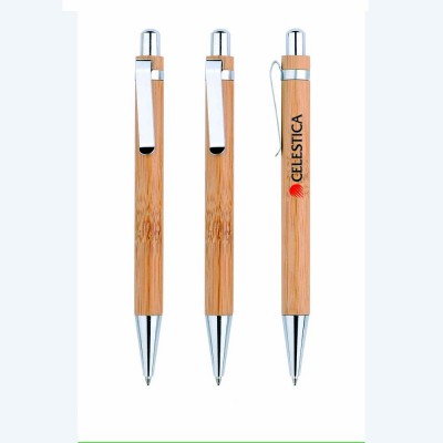 Renewable marketing promotional gift items eco bamboo ball pen with metal clip