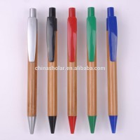 Cheap promotional ecological plastic clip bamboo pen