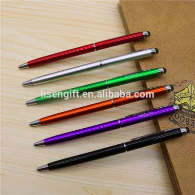 metal clip twist open plastic ballpoint pen with stylus