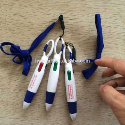 Hot selling school gift promotional 4 color carabiner pen