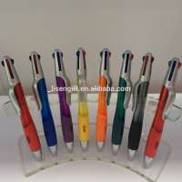 Good quality multi-functional custom logo gift promotion short plastic 4 color pen