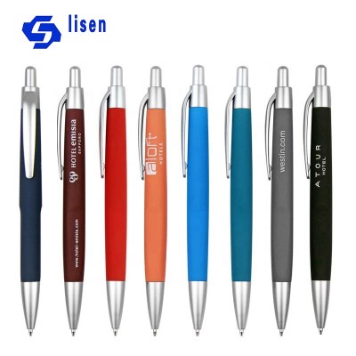 lapicers boligrafos Promotional Custom Cheap Plastic pen hotel pen with rubber coated Discount