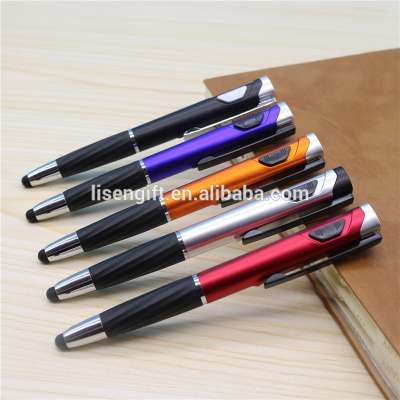 3 in 1 led light pens stylus pen with custom logo