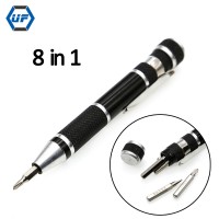 Hot Sale Portable Pen Style Screwdriver Aluminum Alloy Precision Multifunction Tool Screw Driver With 8 Bit Red / Blue / Black